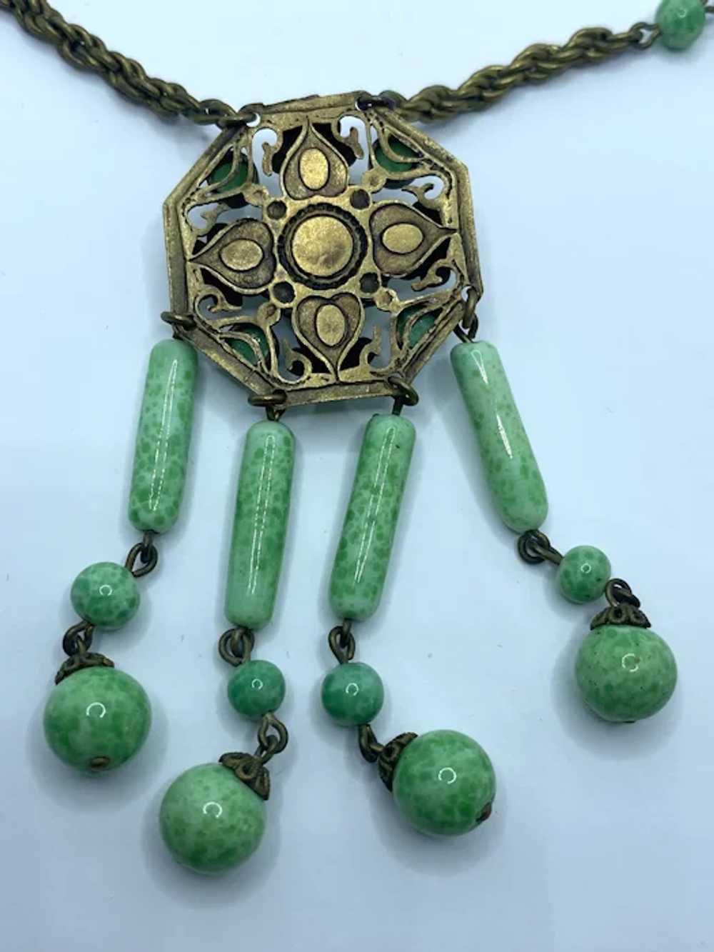 Czechoslovakian Enameled Peking Glass Necklace - image 5