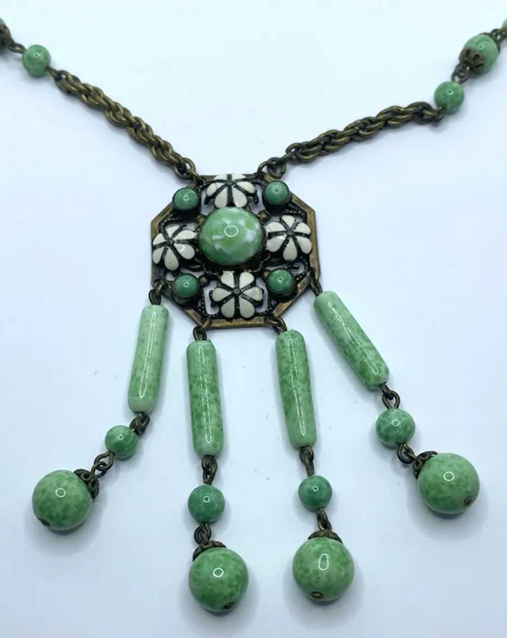 Czechoslovakian Enameled Peking Glass Necklace - image 6
