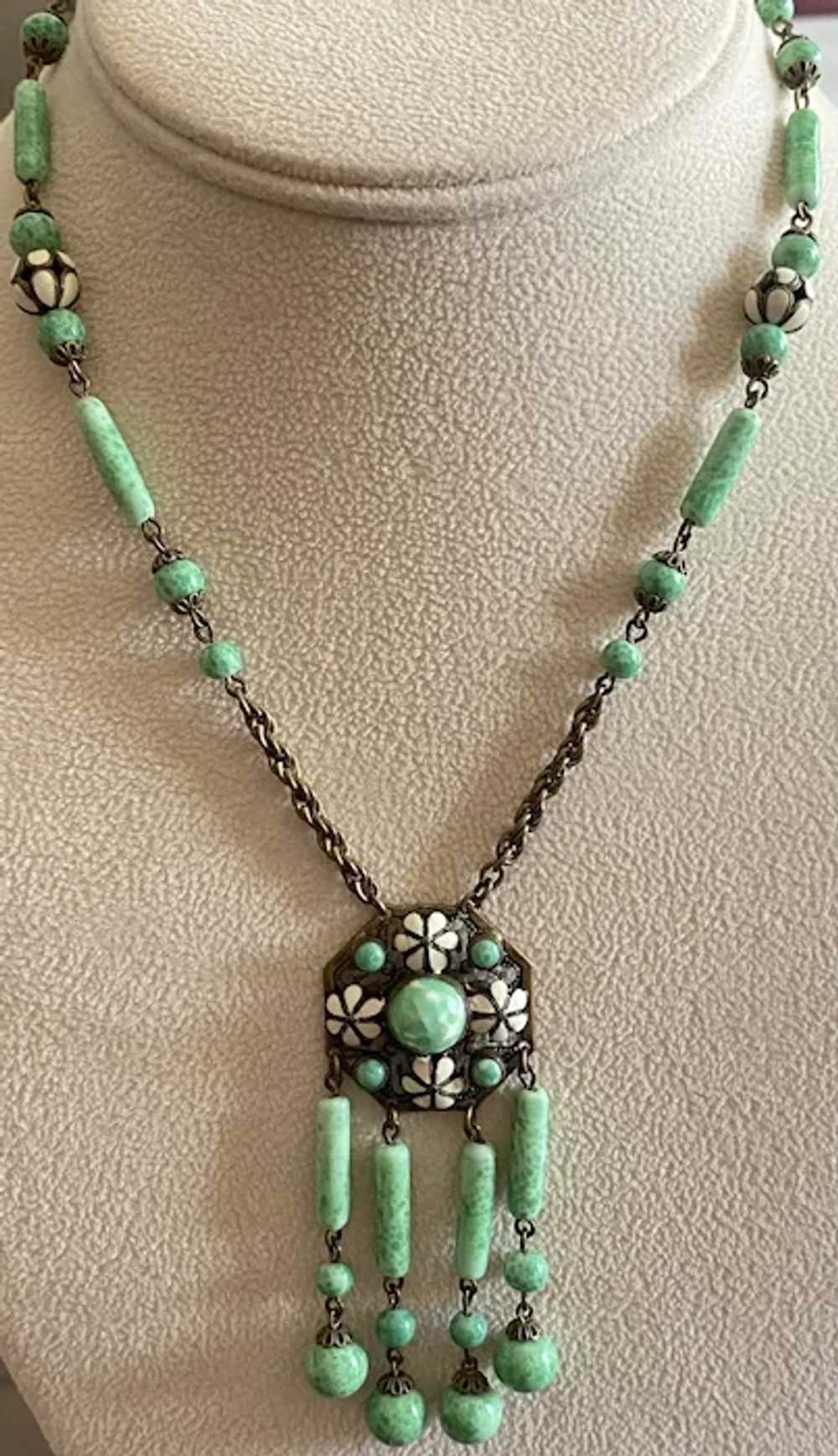 Czechoslovakian Enameled Peking Glass Necklace - image 7