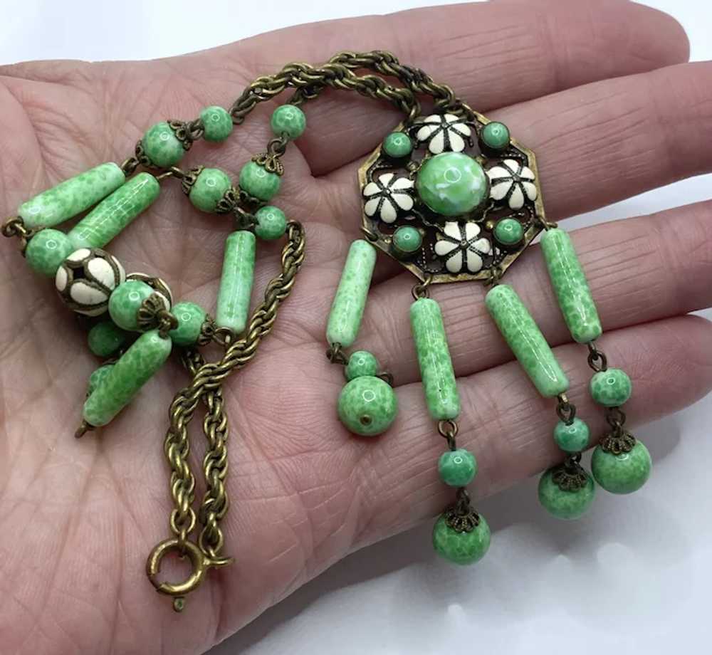 Czechoslovakian Enameled Peking Glass Necklace - image 8