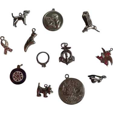 Lot Of 12 Sterling And Silver Tone Charms Fun And 