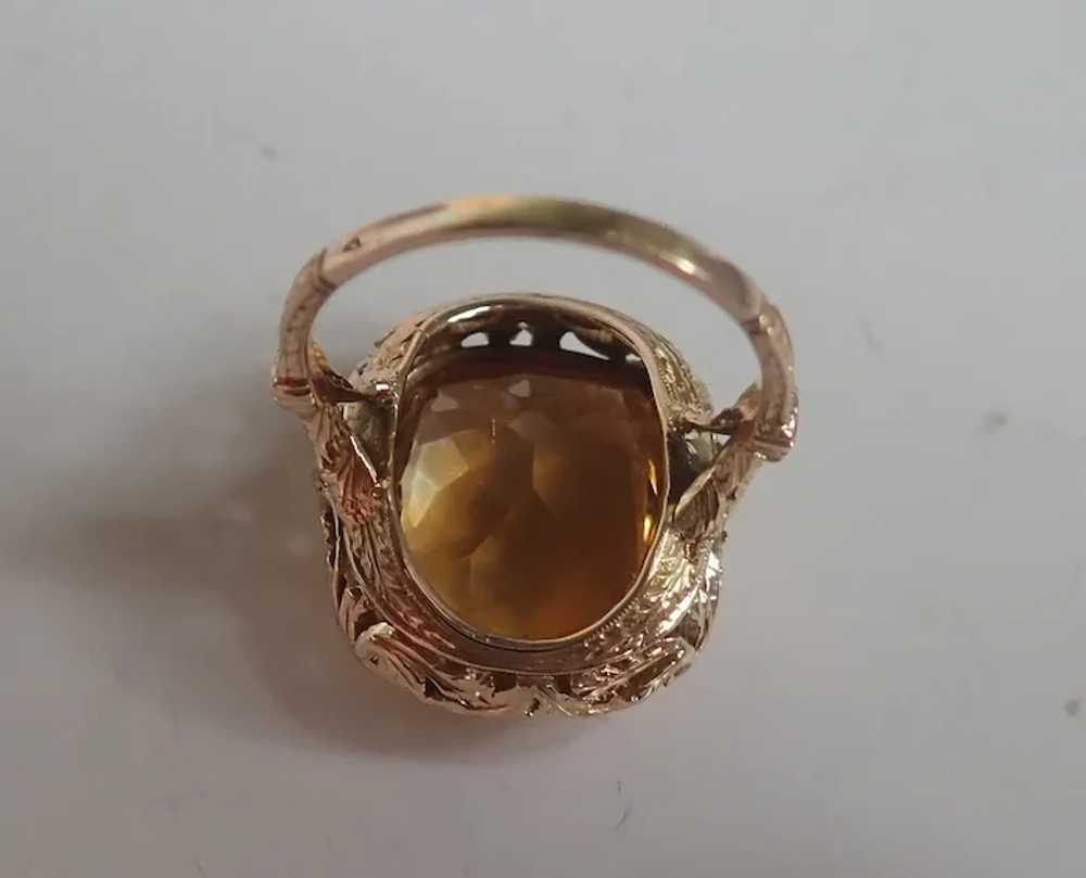 *Vintage 14k Multi Faceted Square Citrine Pierced… - image 6