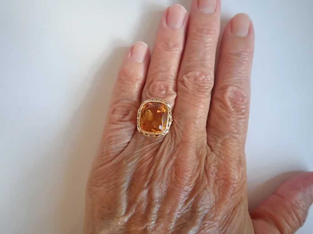 *Vintage 14k Multi Faceted Square Citrine Pierced… - image 9