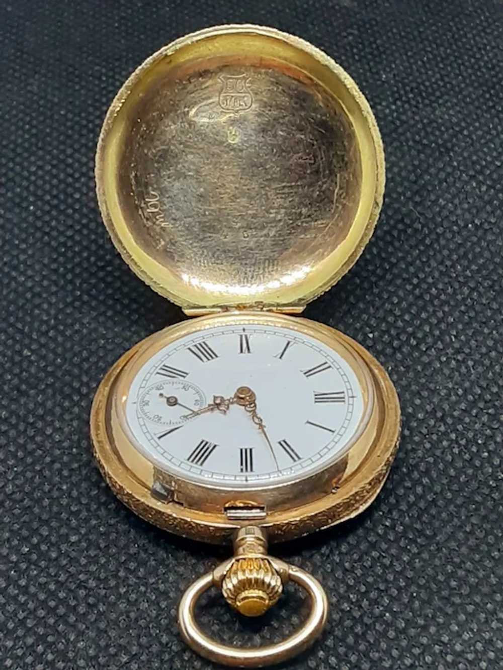 Antique Swiss 14K Gold Ladies Pocket Watch c.1900… - image 4