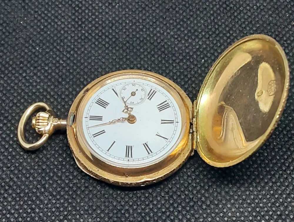Antique Swiss 14K Gold Ladies Pocket Watch c.1900… - image 5
