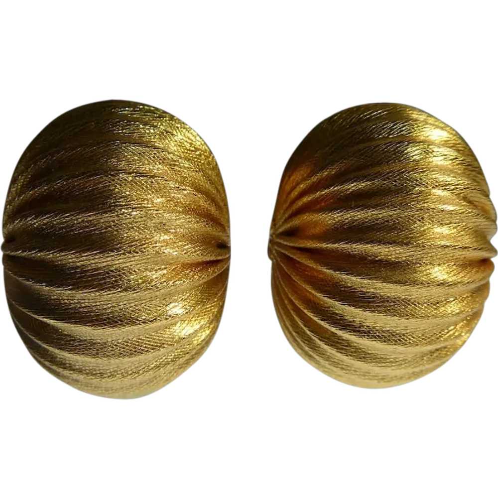 Signed Joan Rivers Golden Shrimp Earrings - image 1