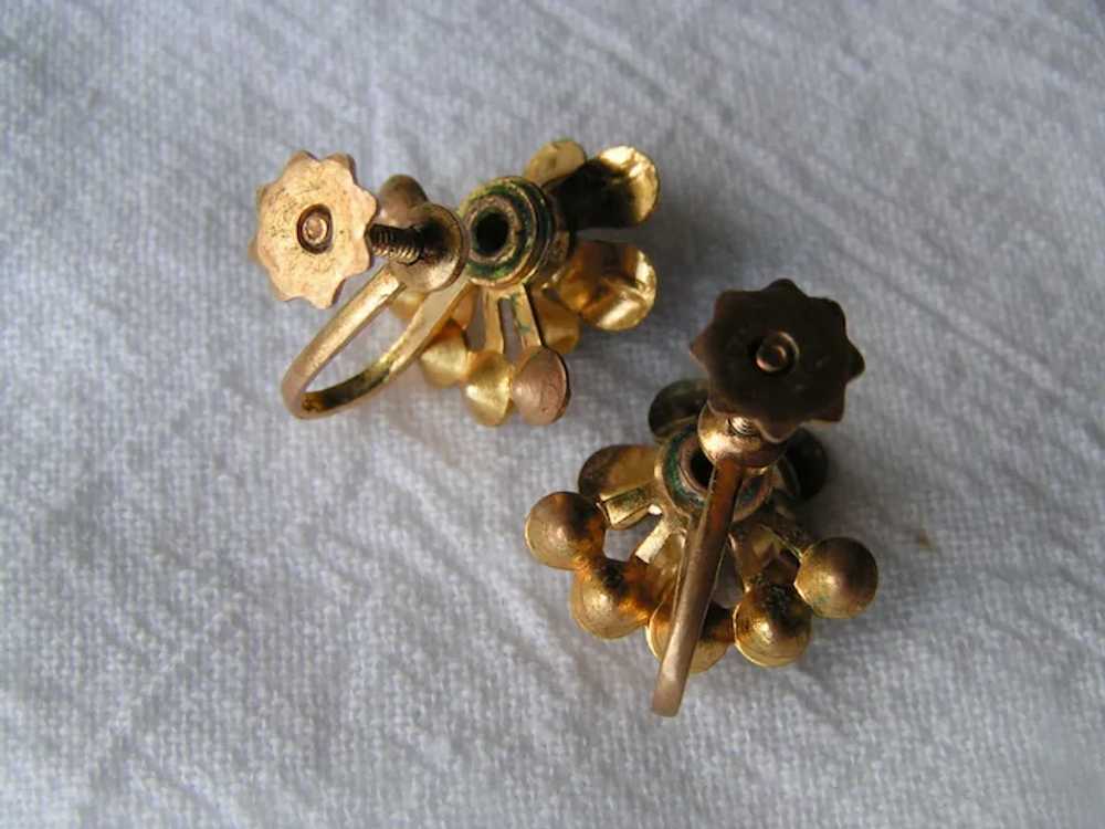 Earrings; Delicate Flowers, Rhinestone; Screw back - image 5