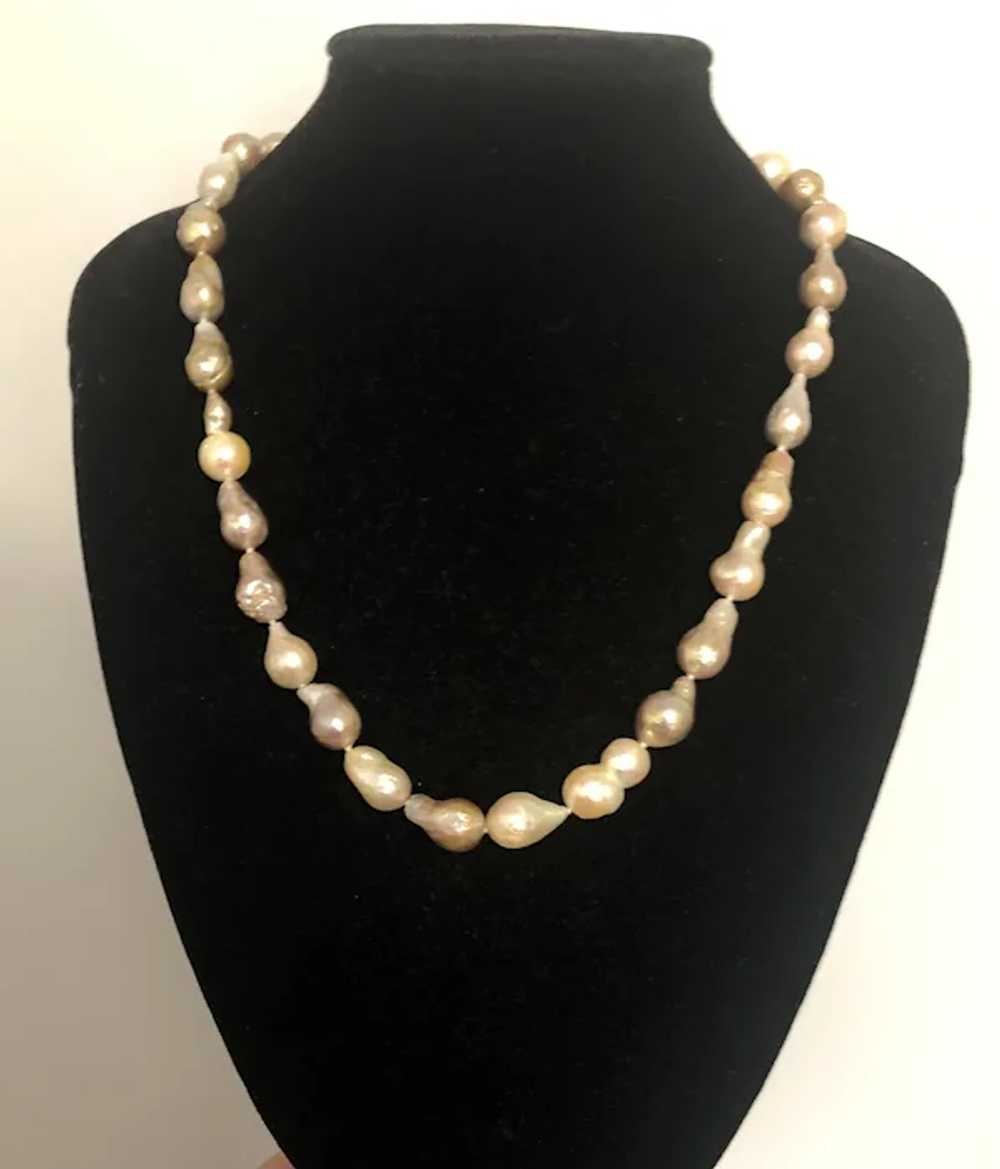 Fabulous Vintage 14K Gold Genuine Baroque Pearl N… - image 11