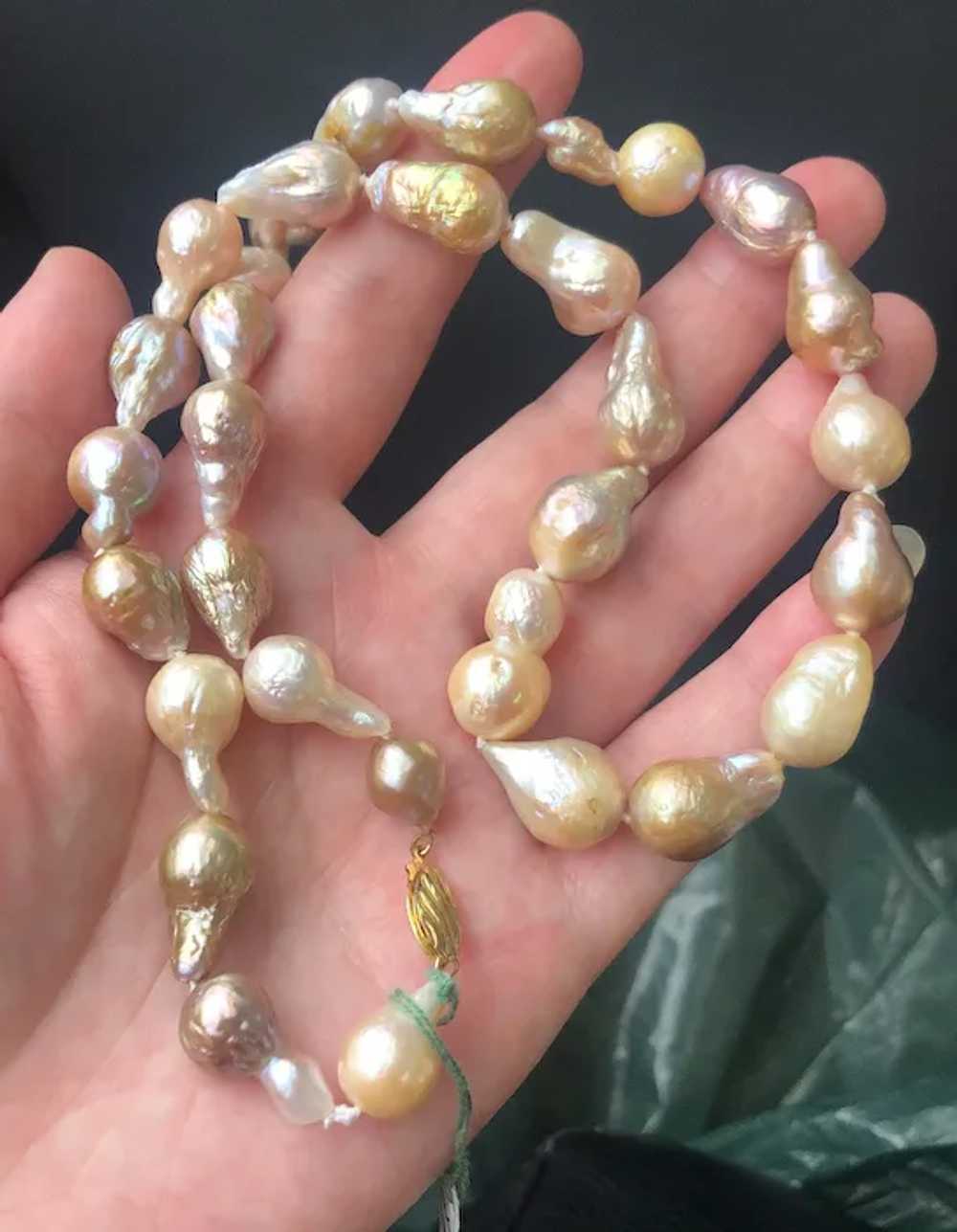 Fabulous Vintage 14K Gold Genuine Baroque Pearl N… - image 3