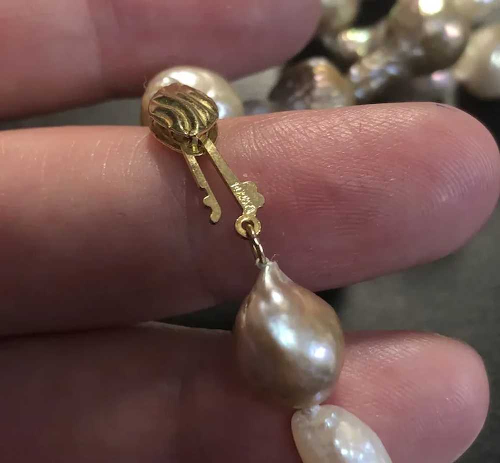 Fabulous Vintage 14K Gold Genuine Baroque Pearl N… - image 7