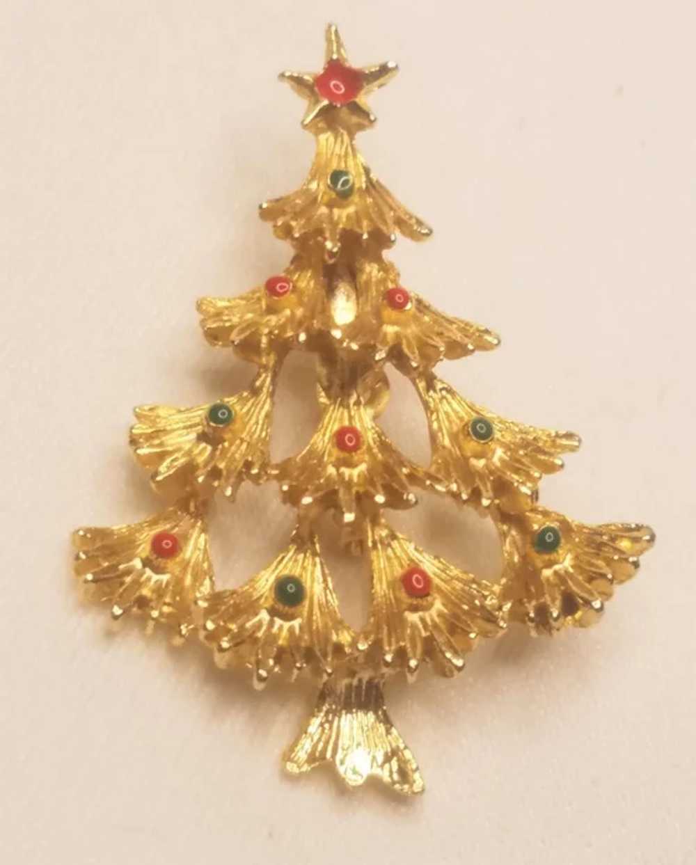 Vintage Christmas Layered Branch Tree Pin - image 3