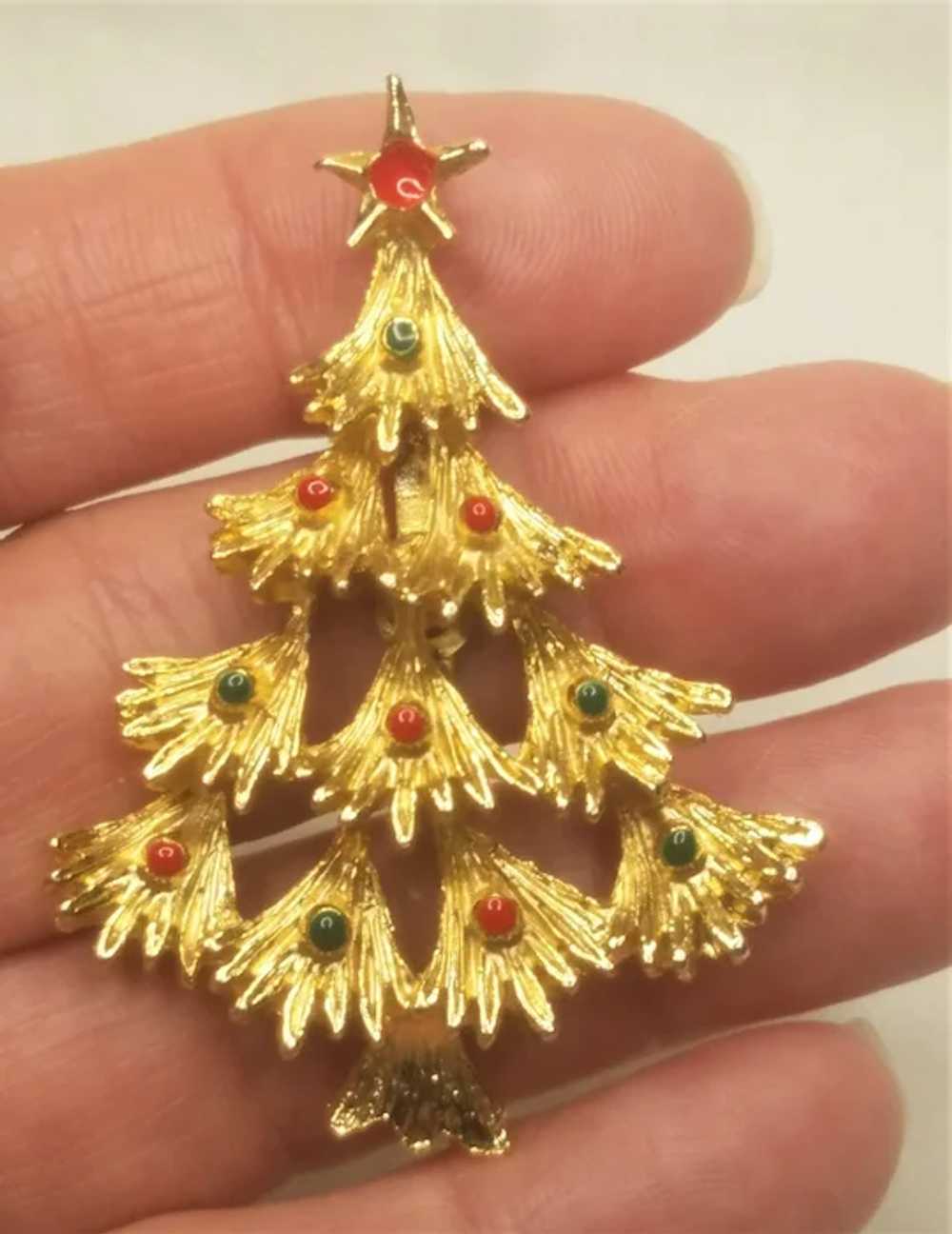 Vintage Christmas Layered Branch Tree Pin - image 4