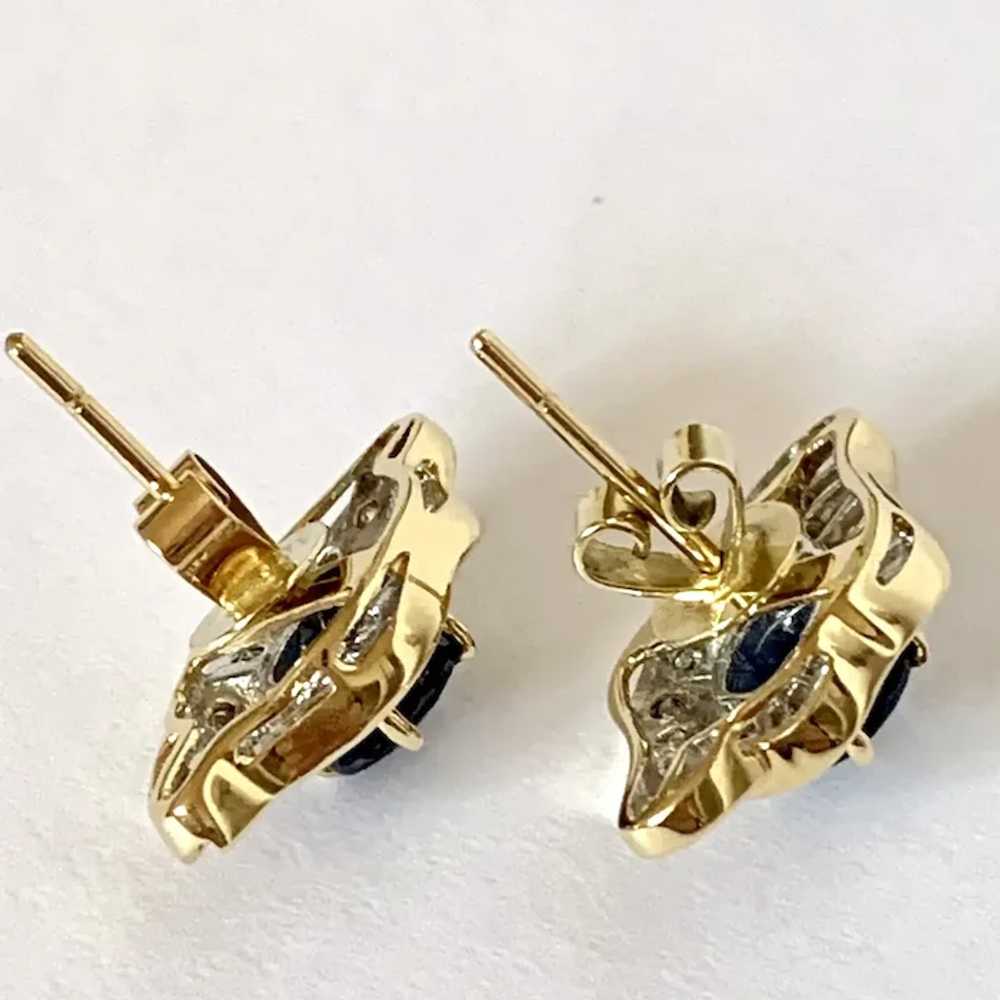 18K Blue Sapphire & Diamond Earrings - image 10
