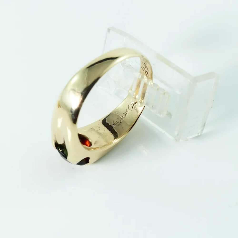 Wide Band 10K YG Red Garnet Gent's Ring - image 10