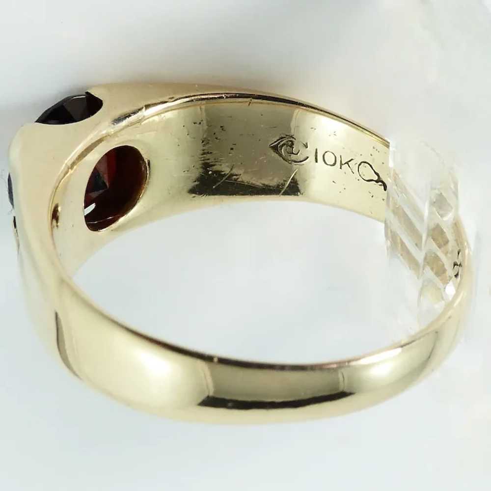 Wide Band 10K YG Red Garnet Gent's Ring - image 7