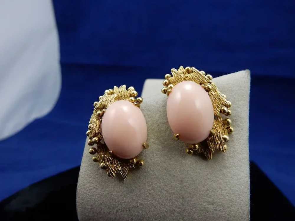 14 Karat Vintage Angel Coral Earrings - image 2