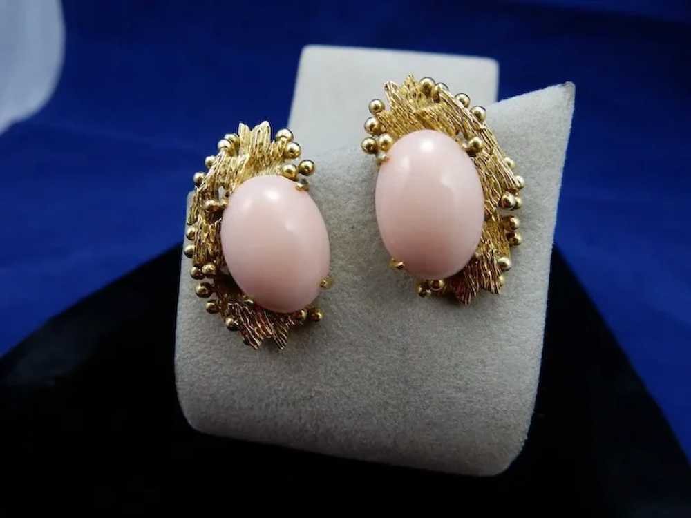 14 Karat Vintage Angel Coral Earrings - image 3