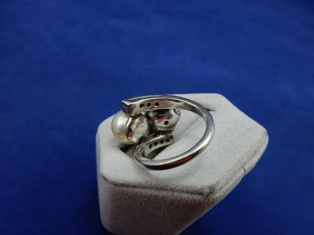 Vintage Pearl and Diamond Ring - image 6