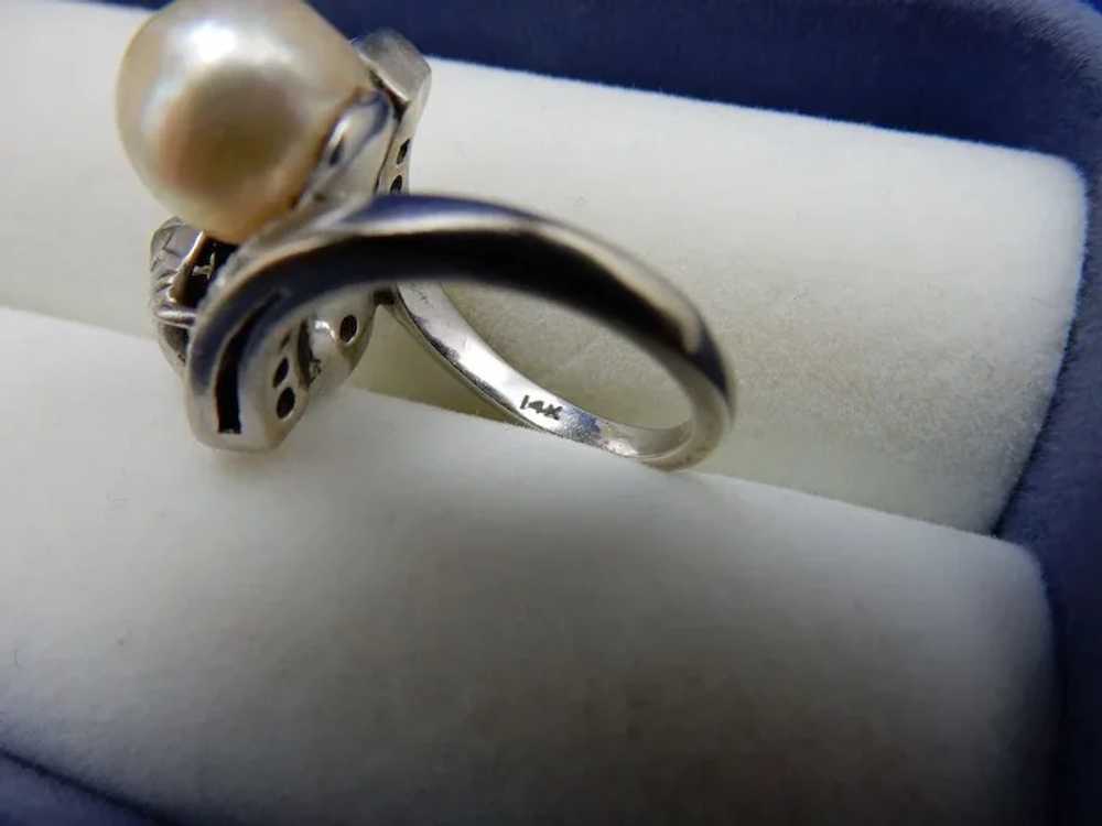 Vintage Pearl and Diamond Ring - image 7