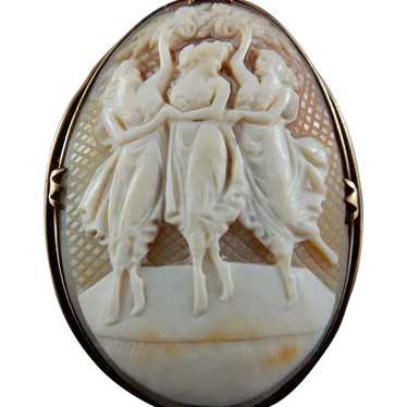 14 Karat Natural Shell Cameo Brooch - image 1