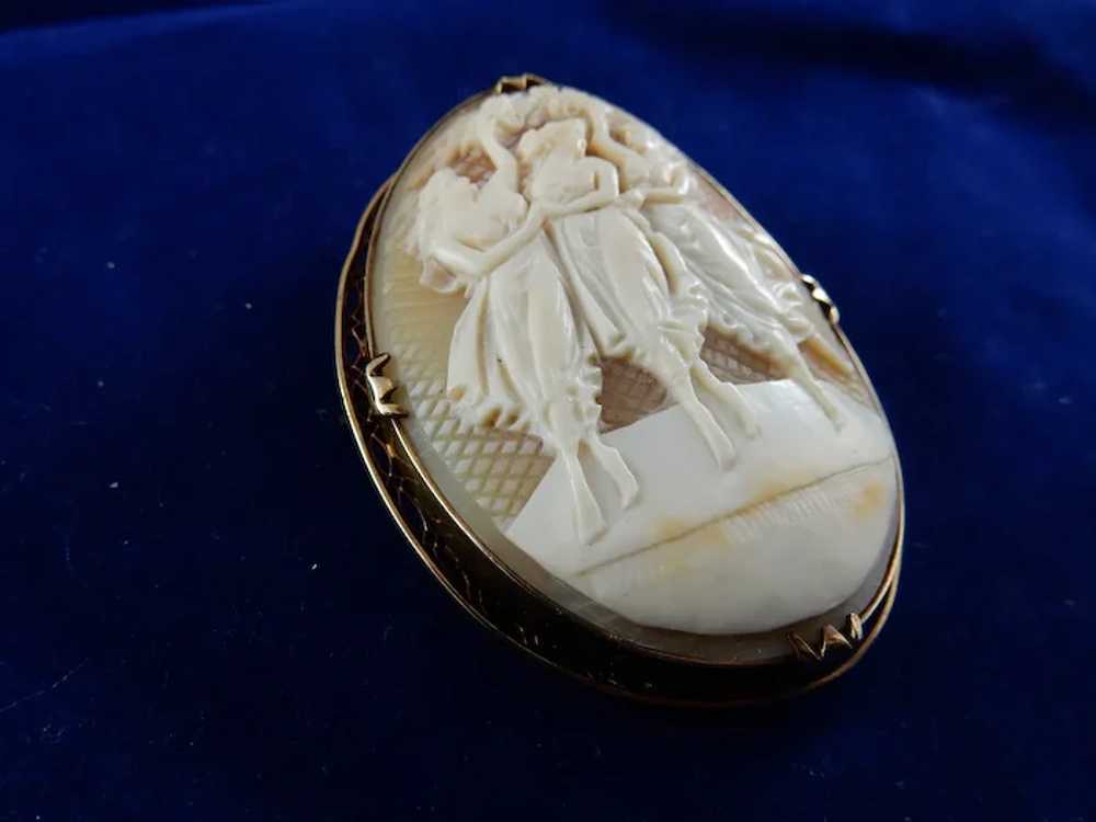 14 Karat Natural Shell Cameo Brooch - image 3