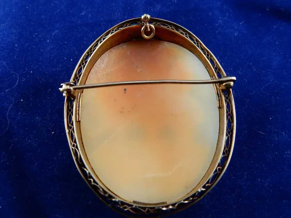 14 Karat Natural Shell Cameo Brooch - image 5