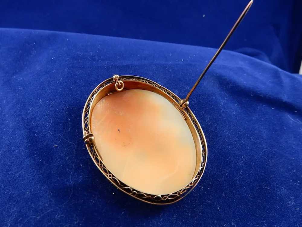 14 Karat Natural Shell Cameo Brooch - image 6