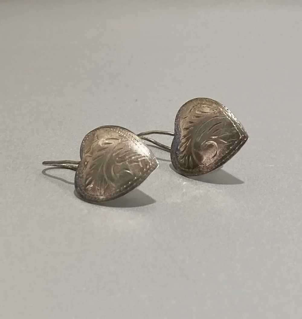 Sterling Silver 925 Silver Heart Earrings - image 2