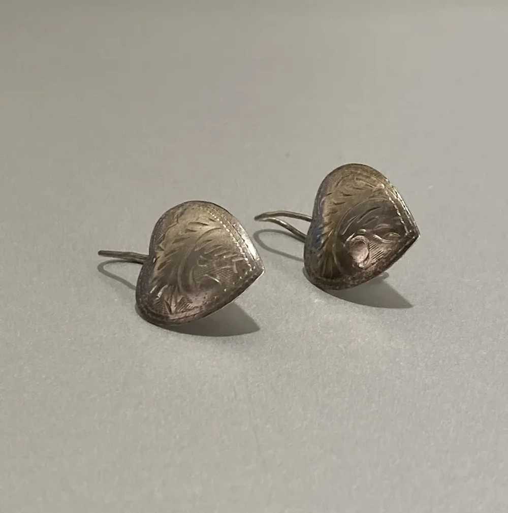 Sterling Silver 925 Silver Heart Earrings - image 3