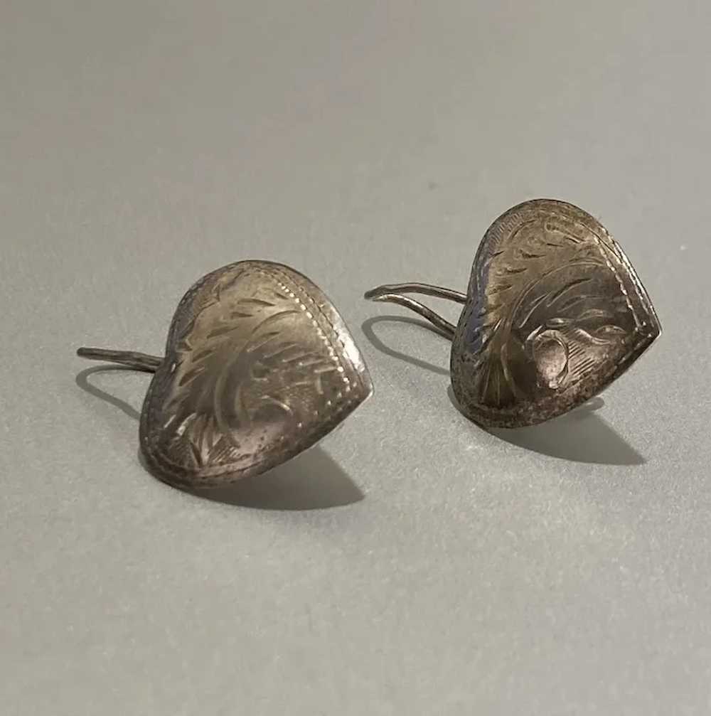 Sterling Silver 925 Silver Heart Earrings - image 4