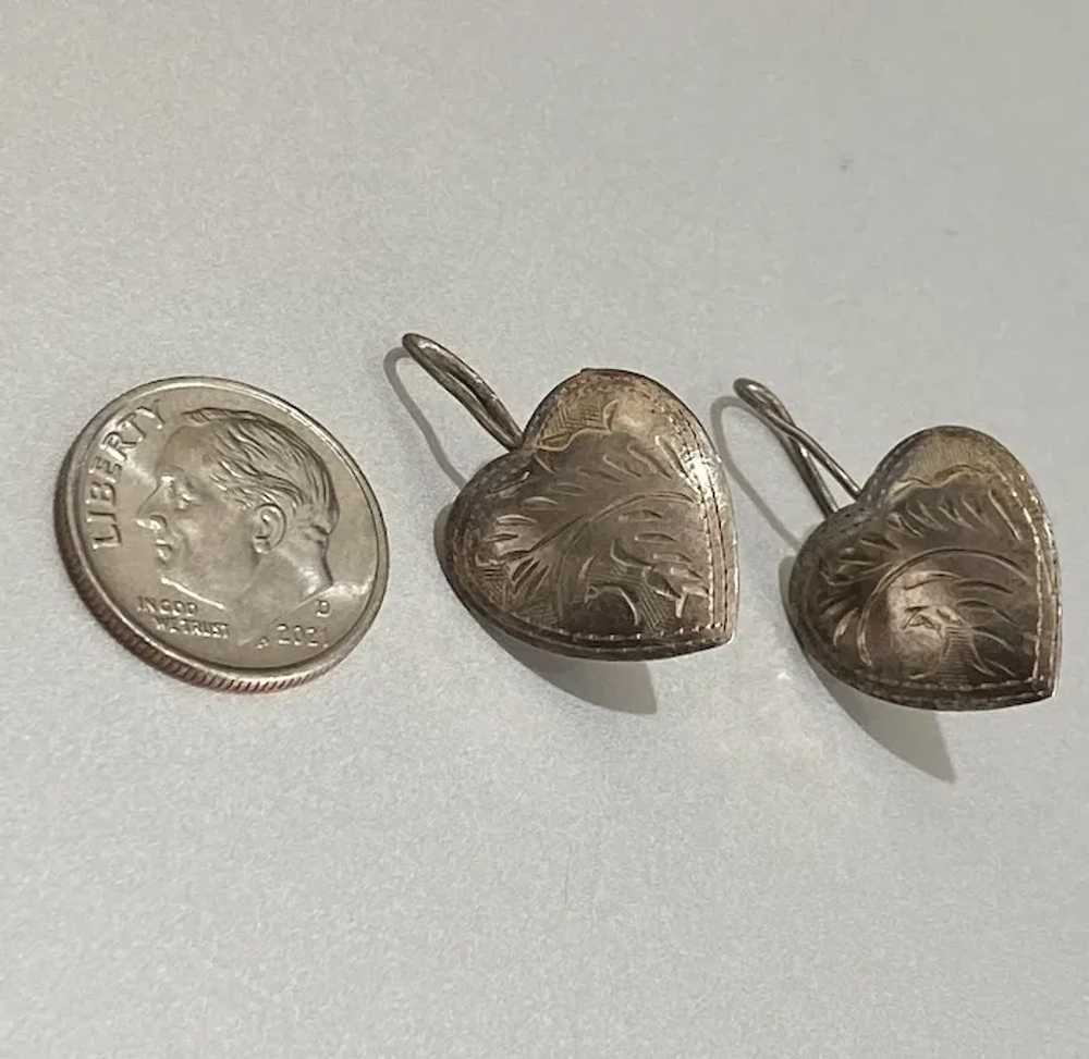 Sterling Silver 925 Silver Heart Earrings - image 5