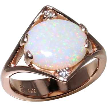 Rose Gold Opal and Diamond Ring