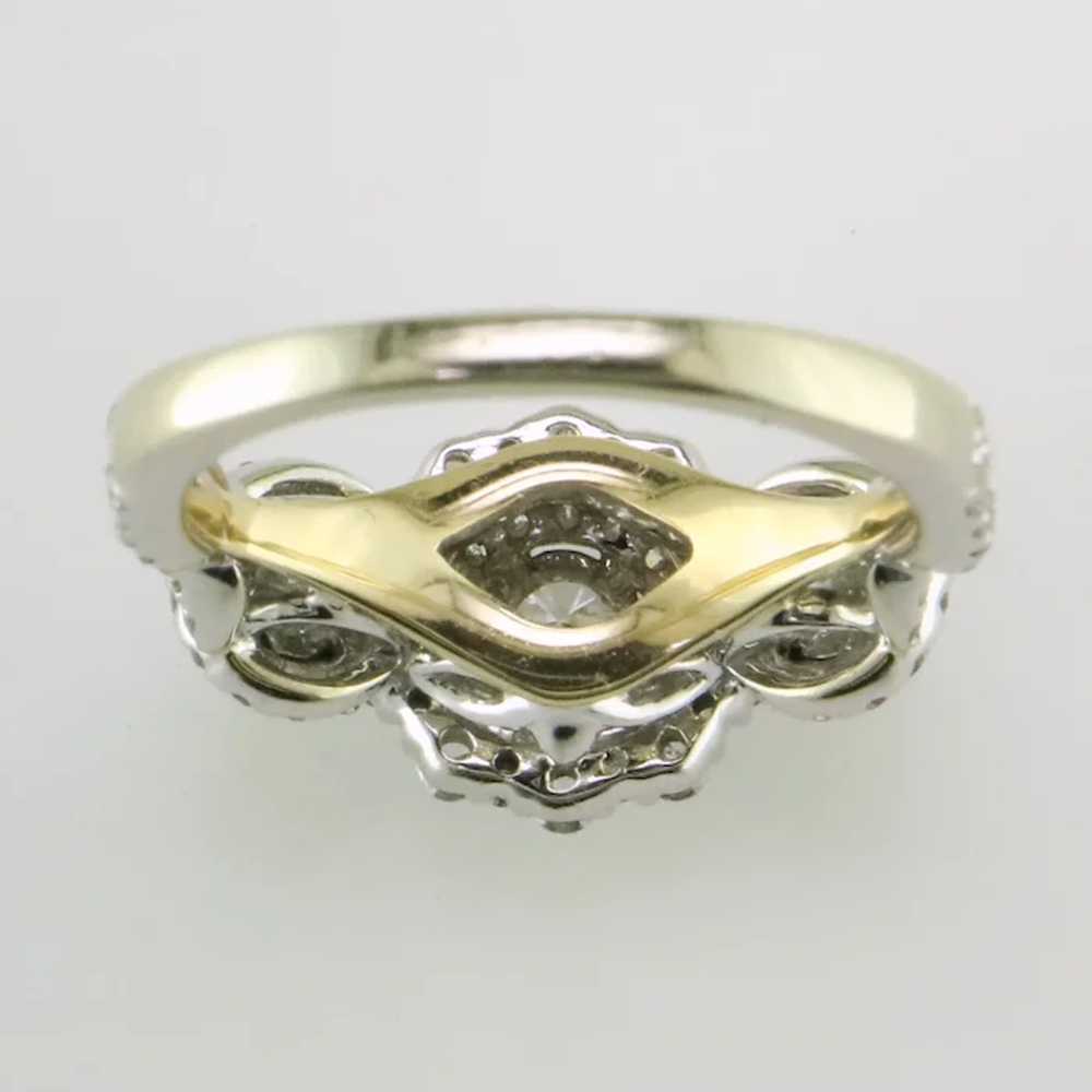 14K TT Gold Diamond Halo Ring - image 4