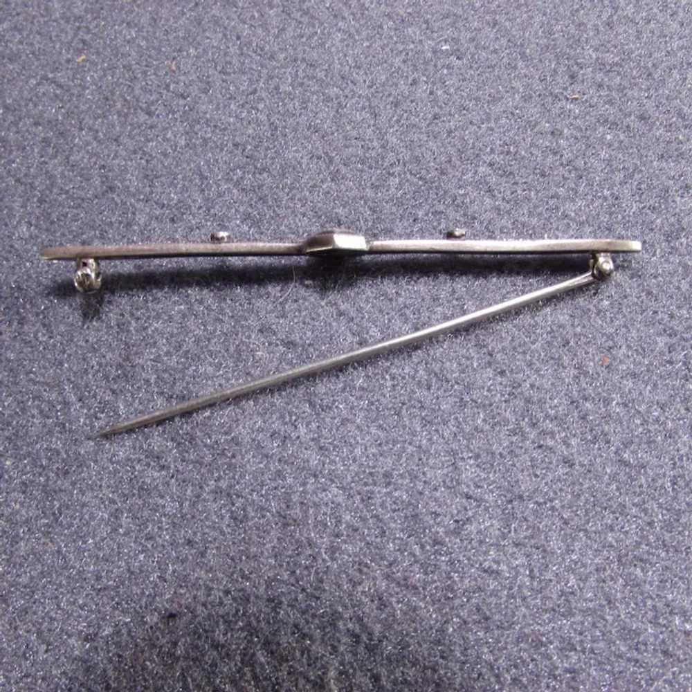Vintage Sterling Silver Filigree Bar Pin with Rhi… - image 3