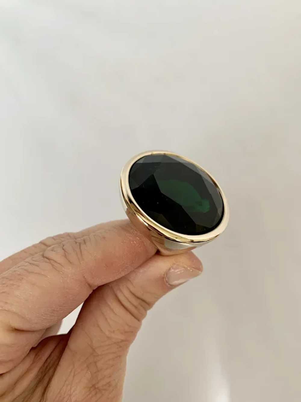 Yves Saint Laurent Gold Tone & Green Stone Ring - image 10