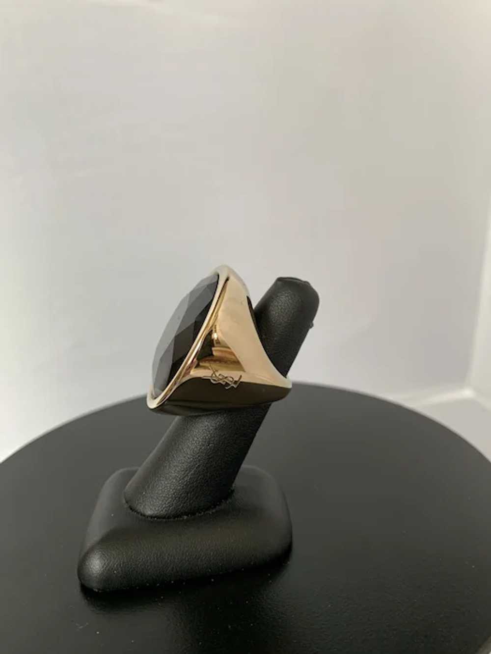Yves Saint Laurent Gold Tone & Green Stone Ring - image 11