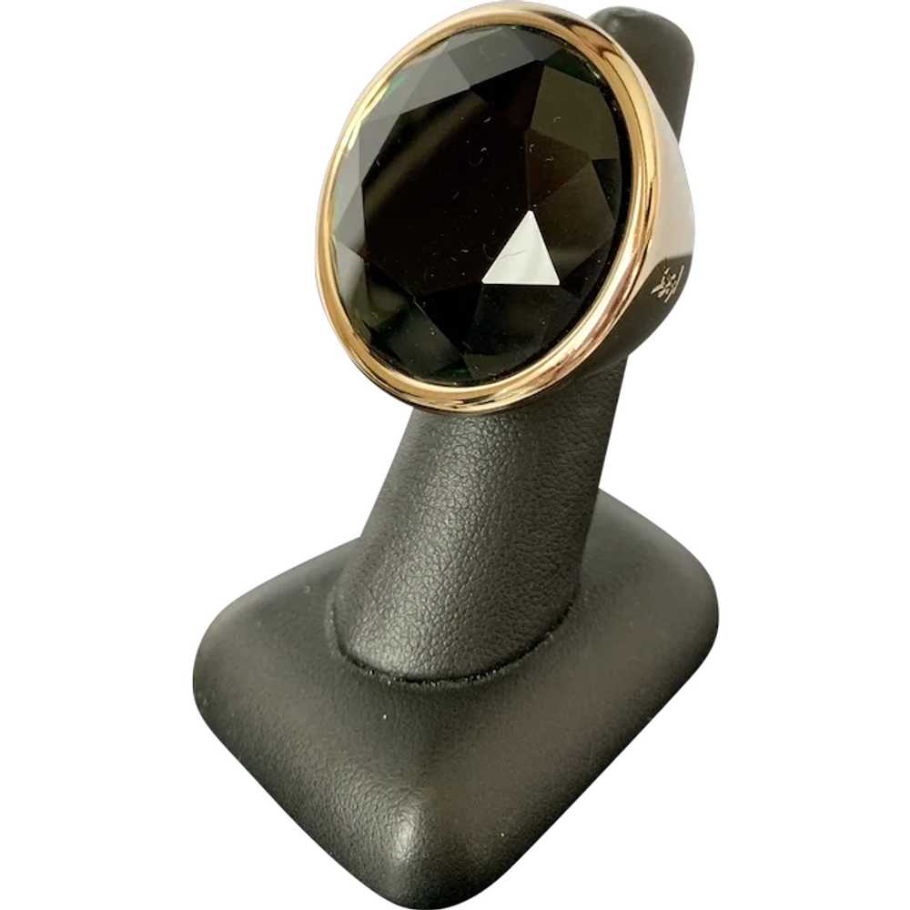 Yves Saint Laurent Gold Tone & Green Stone Ring - image 1