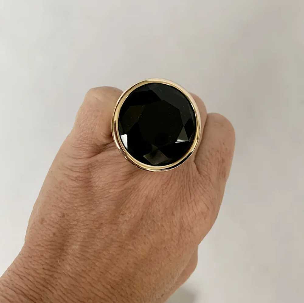 Yves Saint Laurent Gold Tone & Green Stone Ring - image 3