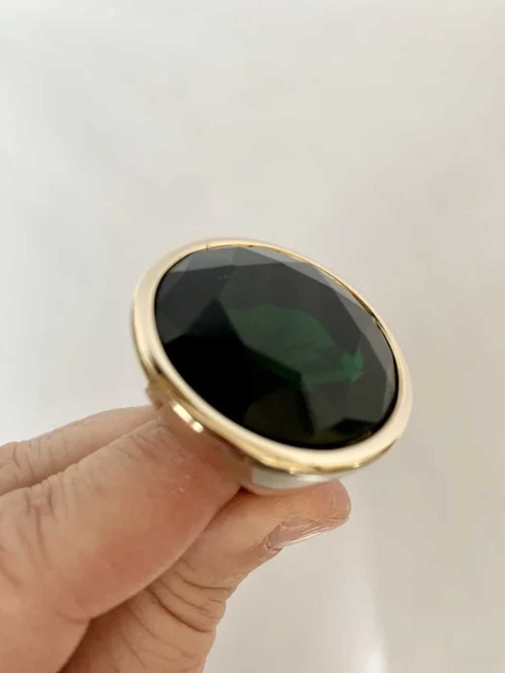 Yves Saint Laurent Gold Tone & Green Stone Ring - image 8