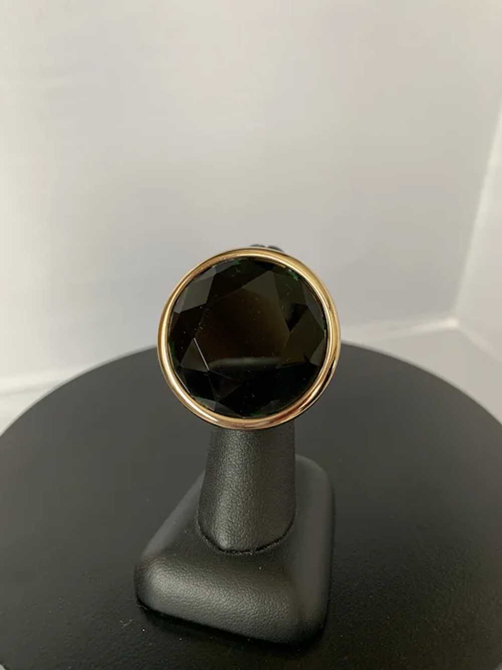 Yves Saint Laurent Gold Tone & Green Stone Ring - image 9