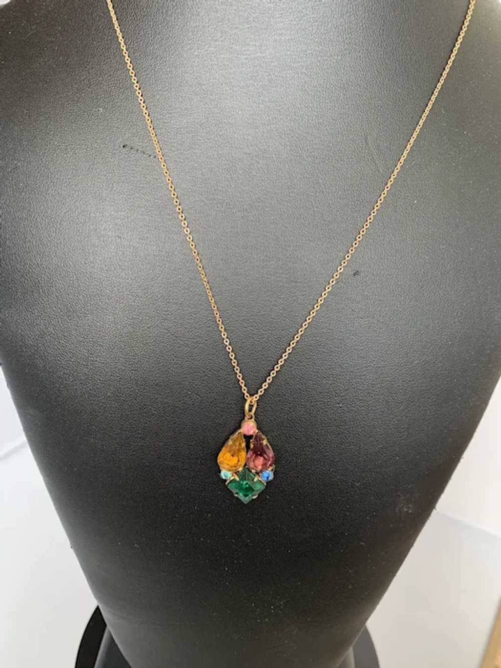Multi Colored Rhinestone Necklace - image 2