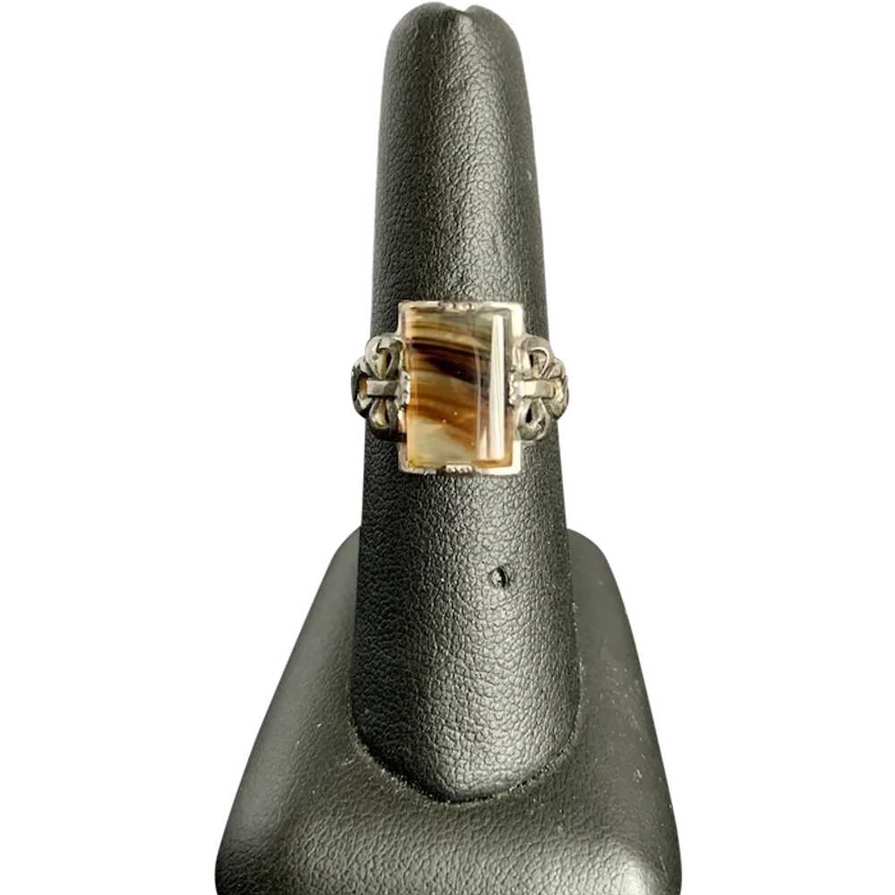Sterling Moss Agate Ring - image 1