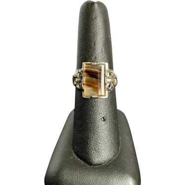 Sterling Moss Agate Ring - image 1