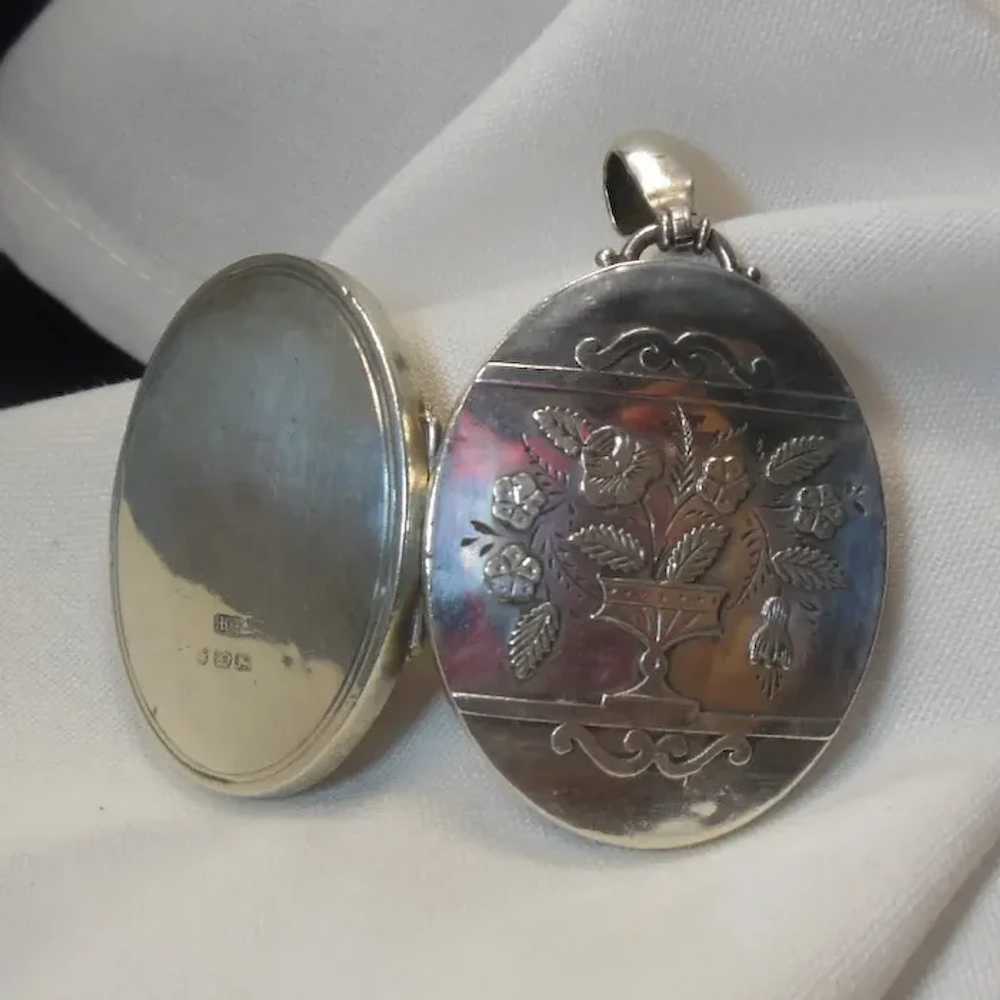 Sterling Silver Victorian Locket Pendant English … - image 6