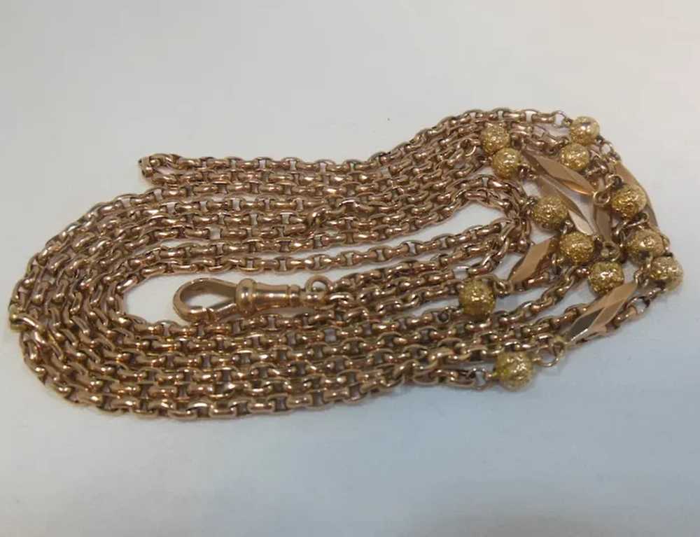 Antique Edwardian 9 Kt Rose Gold Guard Neck Chain - image 6
