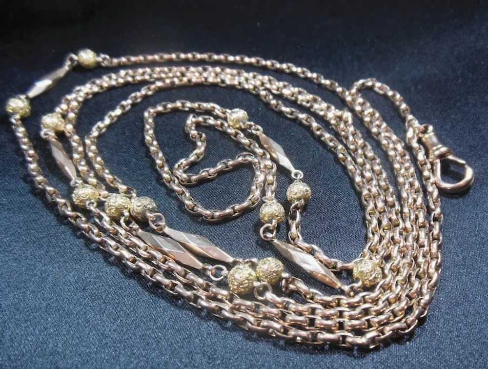 Antique Edwardian 9 Kt Rose Gold Guard Neck Chain - image 8