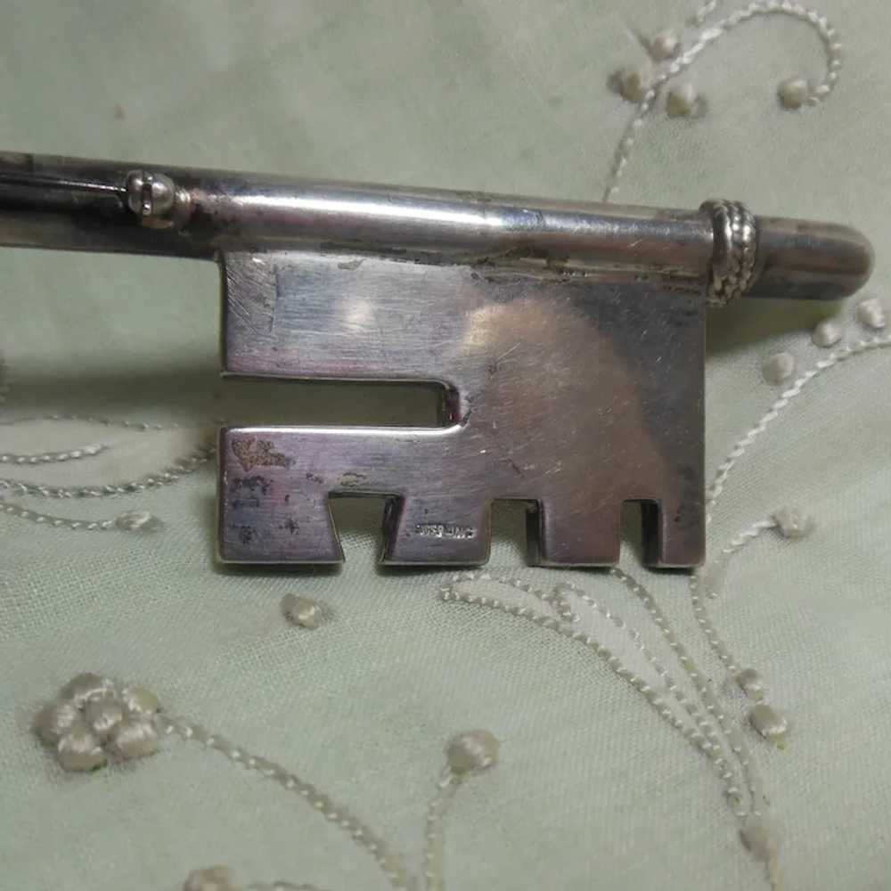 Gigantic Sterling Silver Key Brooch - image 3