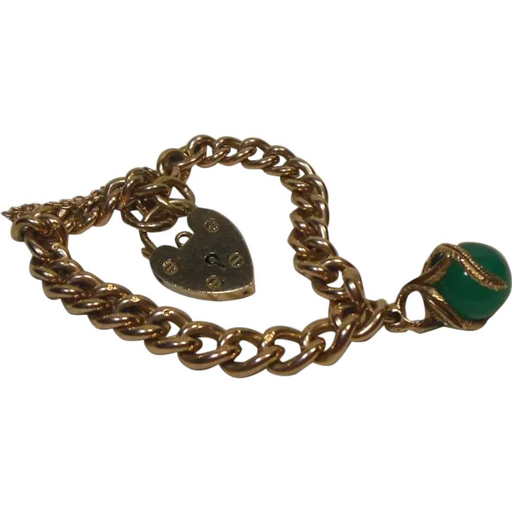 Antique English 9 Kt Gold Curb Link Bracelet with… - image 10