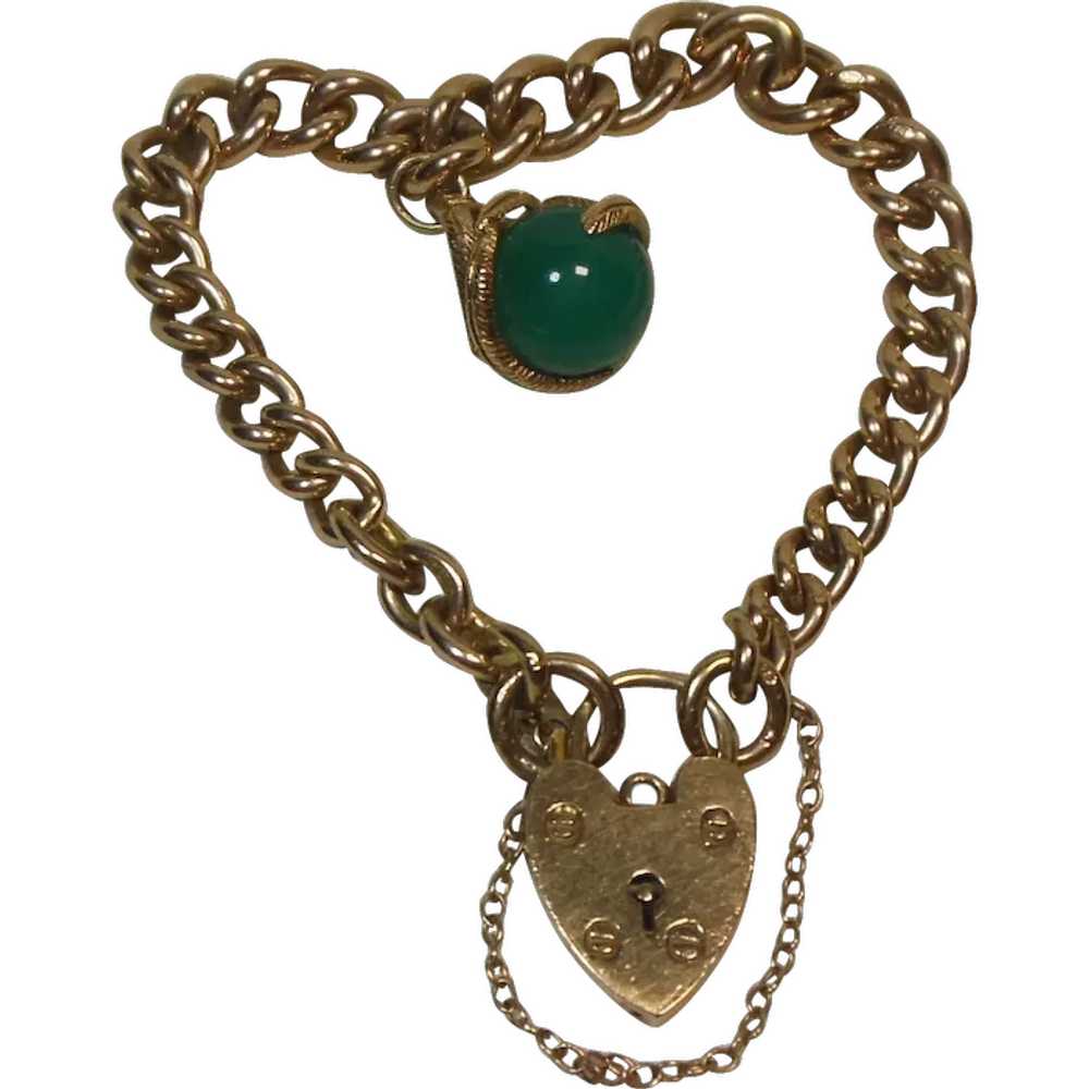 Antique English 9 Kt Gold Curb Link Bracelet with… - image 1