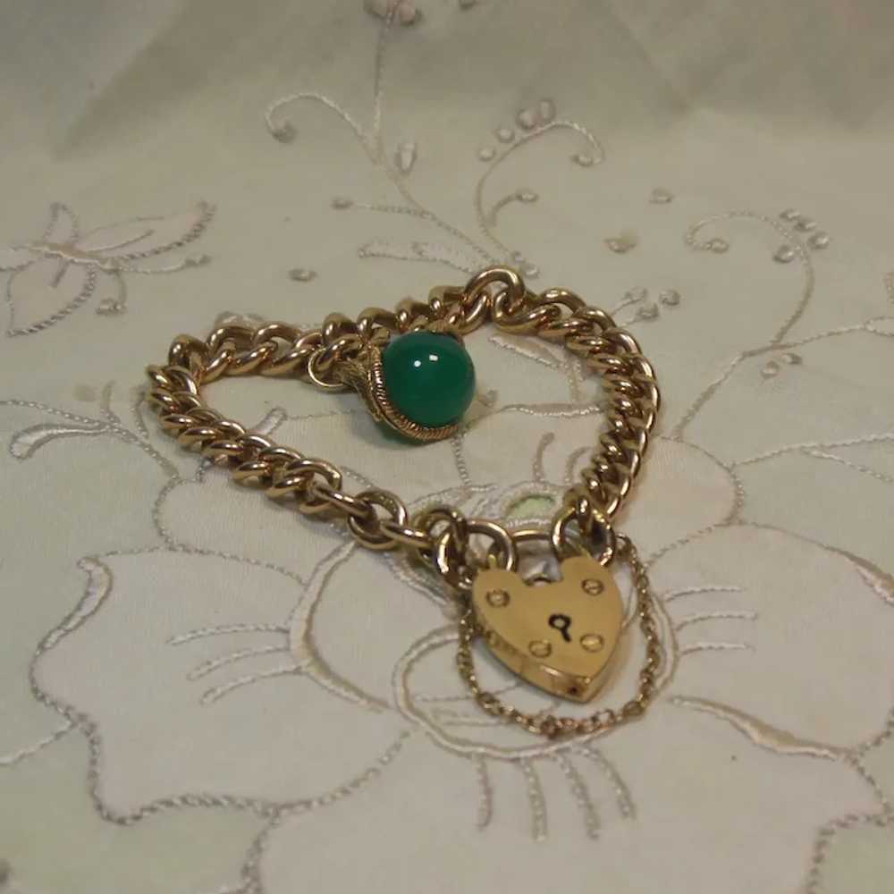 Antique English 9 Kt Gold Curb Link Bracelet with… - image 3